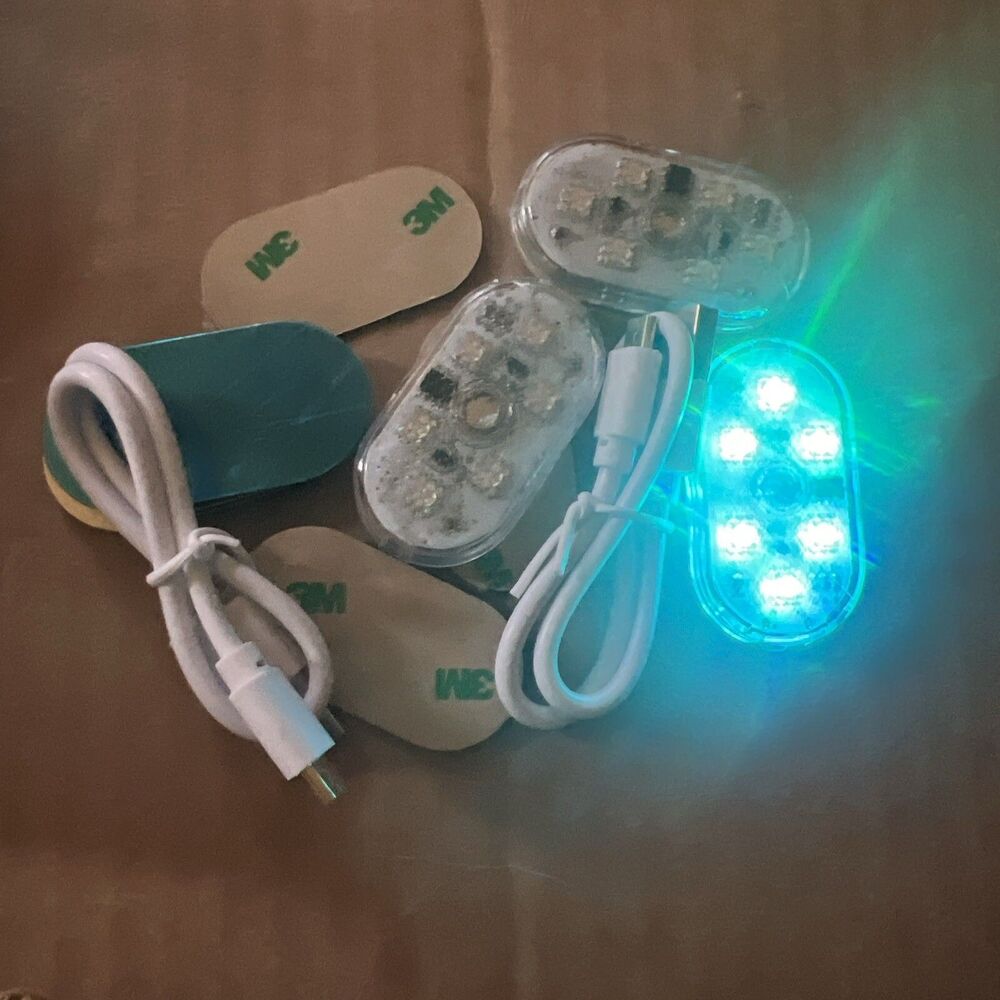 Vehicle Led Lights 3pc. Interior Super Bright Wireless Bulb USB Rechargeable